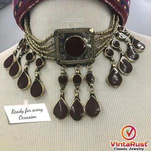 Tribal Stone Choker Necklace, Afghan Ethnic Choker, Tribal Necklace,